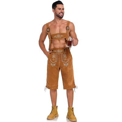 Bergkönig | Herre-Læderbukser Med Broderi & Seler – Oktoberfest Look | Vanero