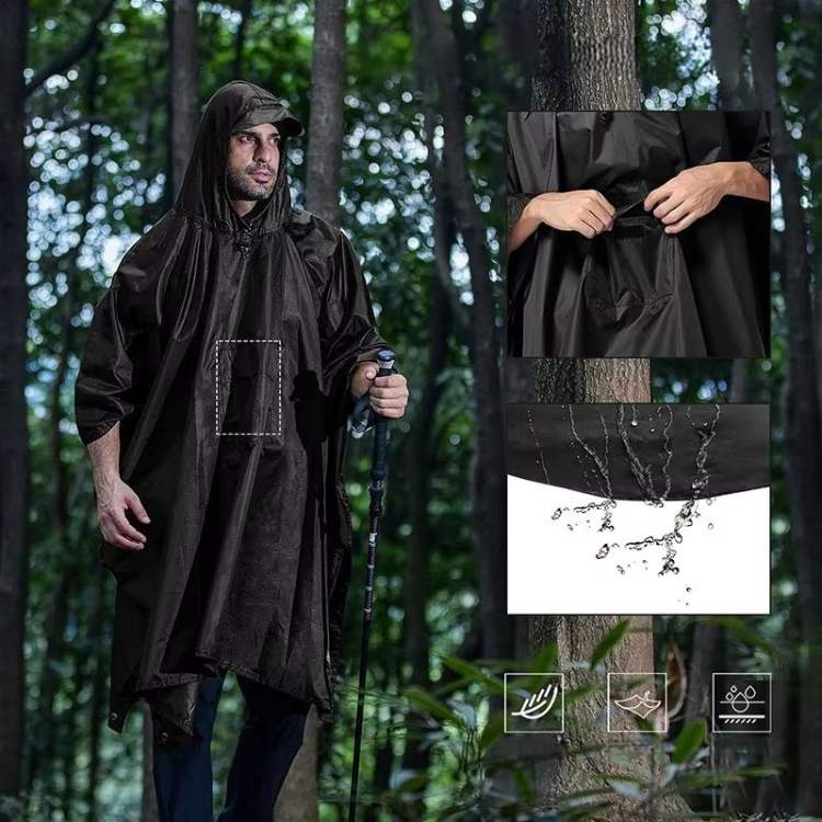 Friluftsponcho Ripstop Polyester | Én Størrelse Vejrbeskyttelse | Sammenpakkeligt Design Til Camping & Friluftsaktiviteter | Vanero