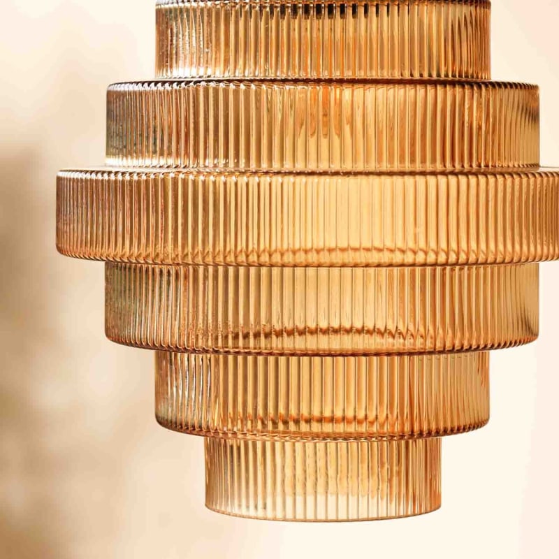 Flaskeformet Pendellampe Med Glasskærm | Loftlampe I Messing Kompatibel Med E27 Pærer | Justerbar Indendørs Belysning | Vanero