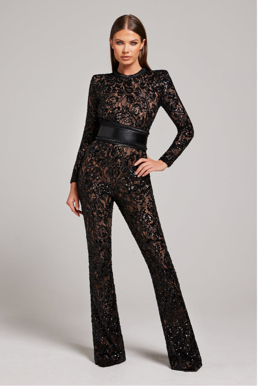 Lucia Polyester & Bomuldsblanding | Figursyet Pasform Jumpsuit | Blondedetaljer til Arrangementer & Aftenbrug | Vanero