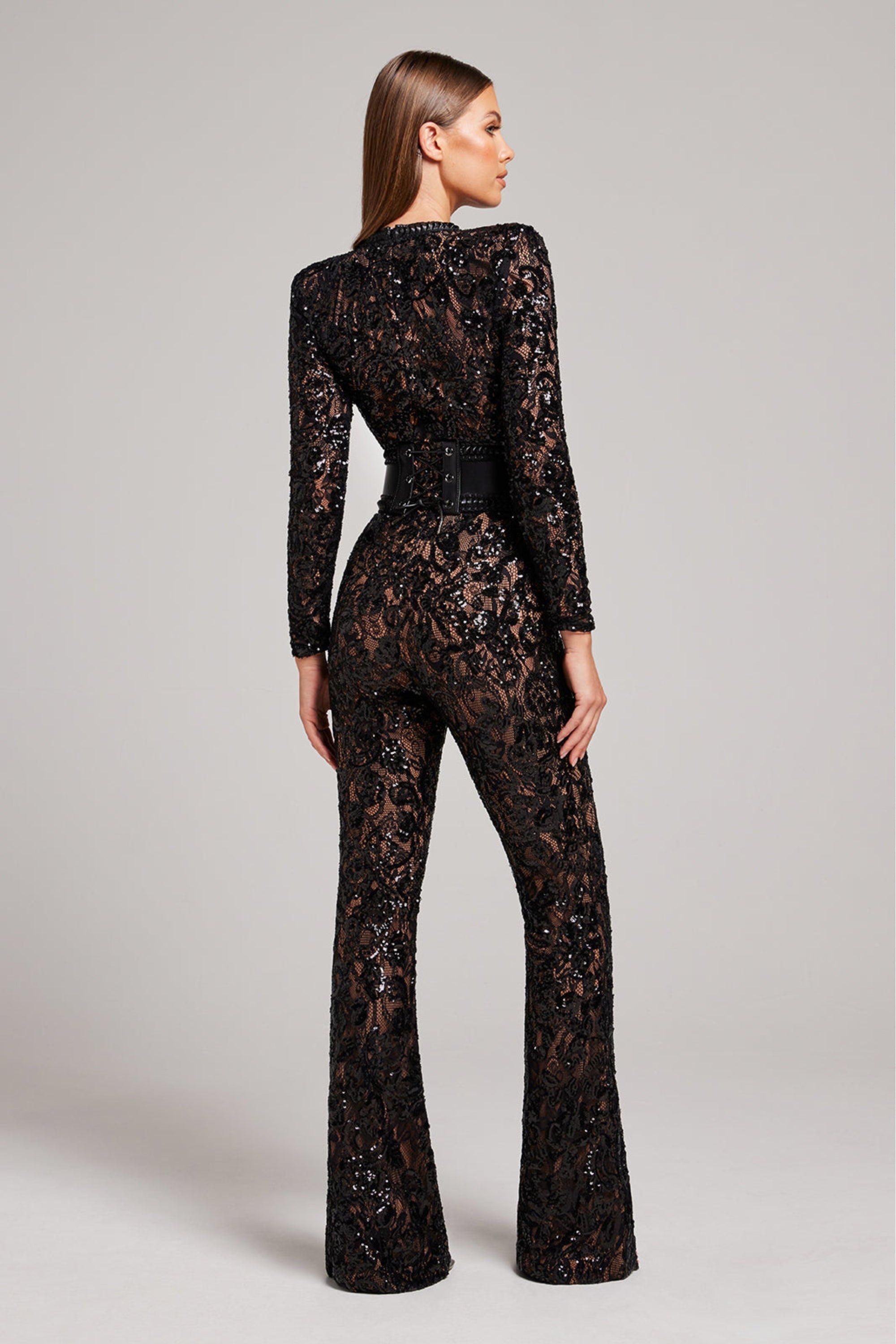 Lucia Polyester & Bomuldsblanding | Figursyet Pasform Jumpsuit | Blondedetaljer til Arrangementer & Aftenbrug | Vanero