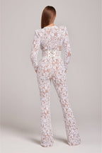 Lucia Polyester & Bomuldsblanding | Figursyet Pasform Jumpsuit | Blondedetaljer til Arrangementer & Aftenbrug | Vanero