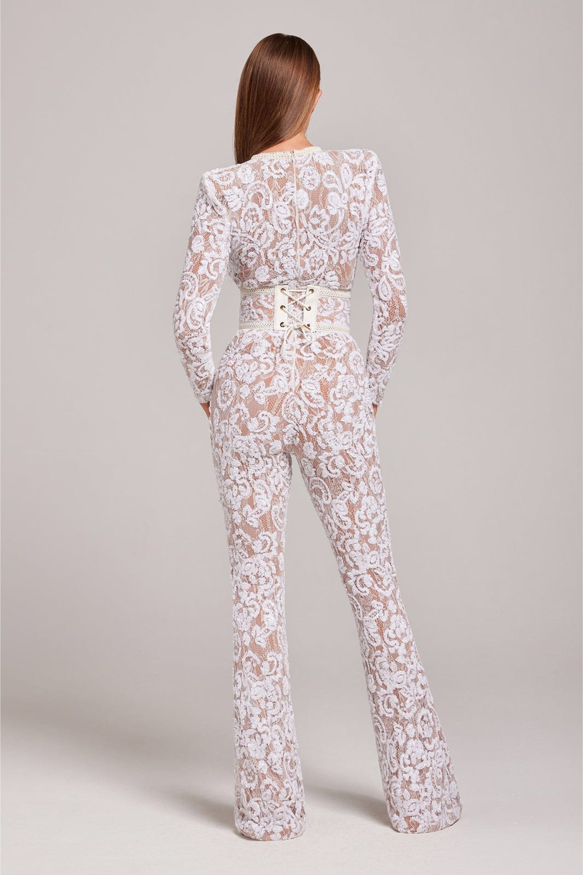 Lucia Polyester & Bomuldsblanding | Figursyet Pasform Jumpsuit | Blondedetaljer til Arrangementer & Aftenbrug | Vanero
