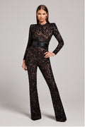 Lucia Polyester & Bomuldsblanding | Figursyet Pasform Jumpsuit | Blondedetaljer til Arrangementer & Aftenbrug | Vanero