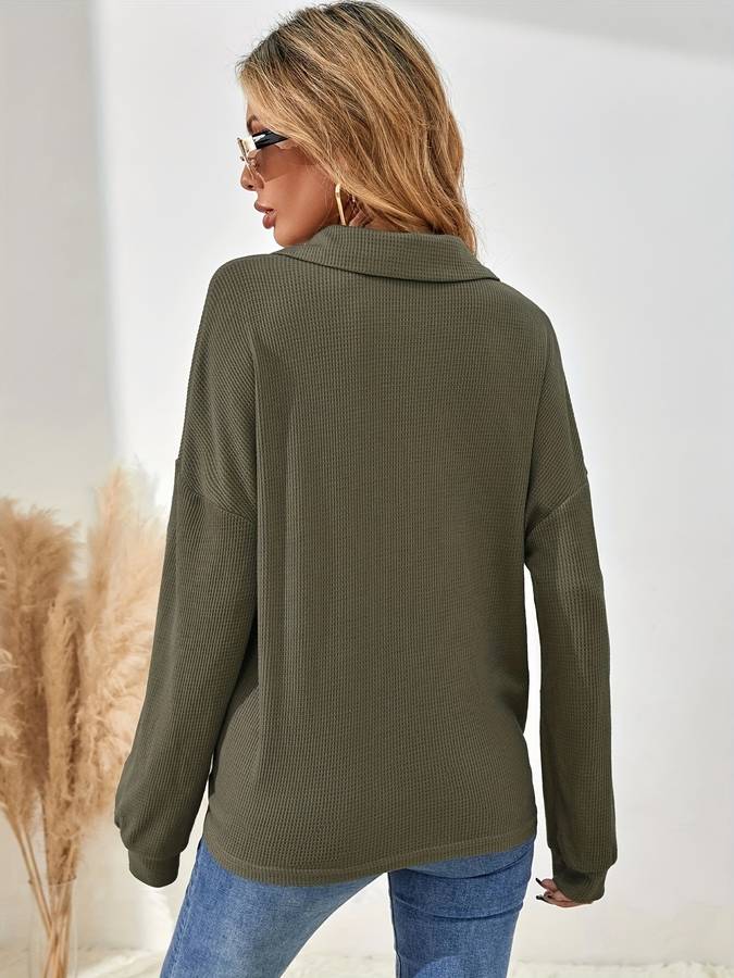 Dame Sweatshirt Tekstilmateriale | Afslappet Pasform Sweatshirt | Knapdetaljer Til Hverdagsbrug & Lag-På-Lag | Vanero