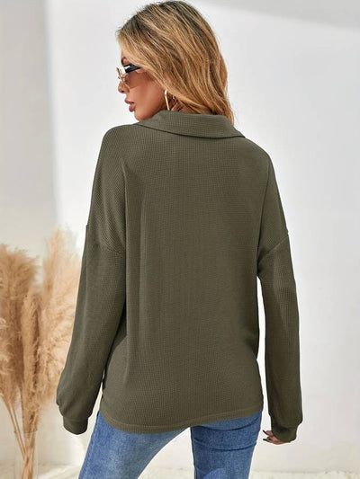 Lianne | Langærmet sweatshirt med knap | Vanero