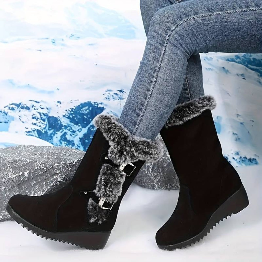 SnowBoots l Plysforede termiske pelsstøvler med trendy spænde til kvinder l Vanero