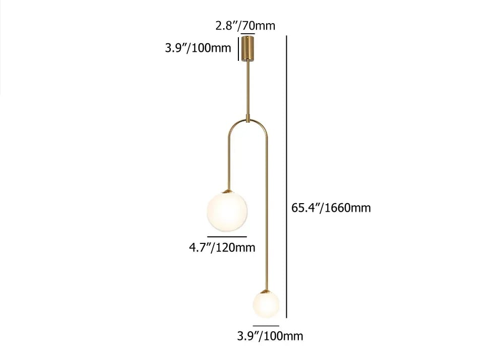 Moderne l pendel Glas Globe 2-Light U-formet til stue og soveværelse l Vanero