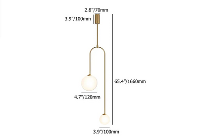 Moderne l pendel Glas Globe 2-Light U-formet til stue og soveværelse l Vanero