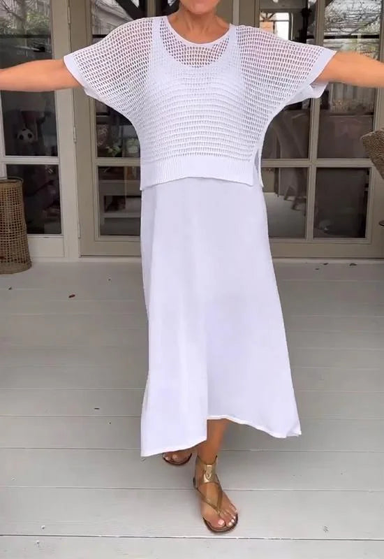 LaceFusion l kjole med seler og hul bluse i et sæt! l Vanero