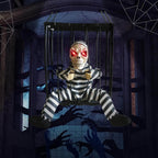 Halloween Skelet Fange Dekoration | Bevægelsesaktiveret Lyd & Bevægelse | Batteridrevet | Vanero