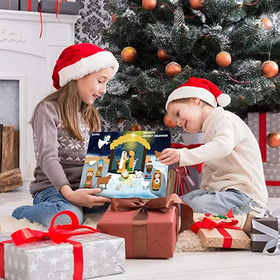 Krippenscene Adventskalender Sæt | Traditionel Julekalender Med Hellige Motiver | Vanero