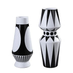 Keramisk Vase Med Geometrisk Design | Håndlavet Struktureret Silhuet Konstruktion | Indendørs Dekoration Til Blomster Og Udstillingsflader | Vanero