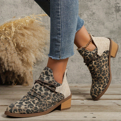 Ankelstøvler med Dyreprint | Kontrastmateriale | Casual & Statement l Vanero