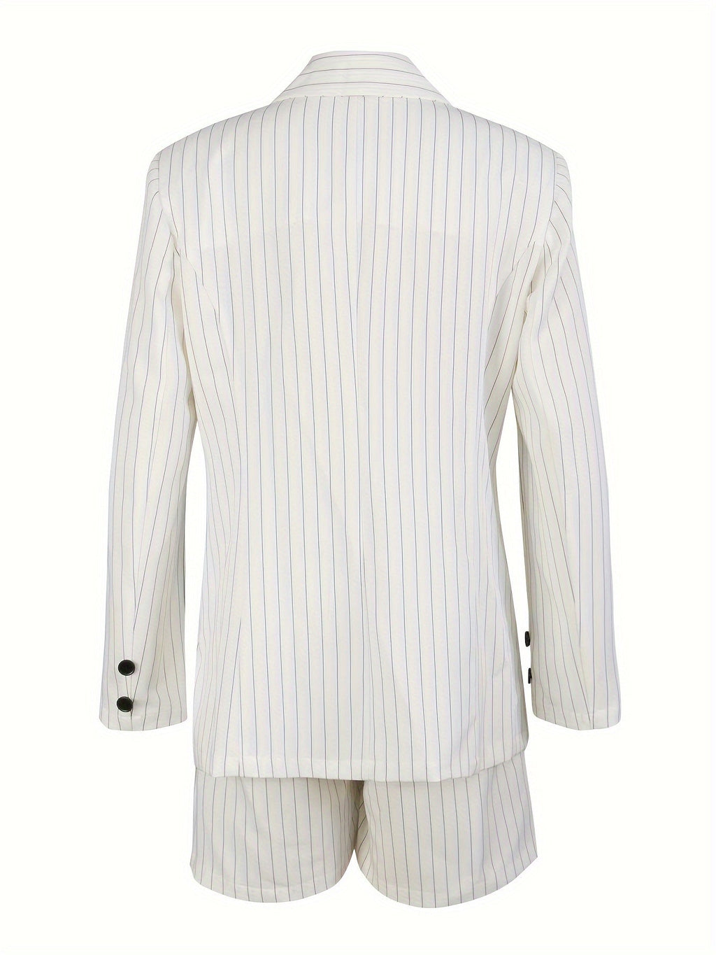 Dame Todelt Sæt | Stribet Blazer | Højtaljede Shorts Til Sommerbrug | Vanero