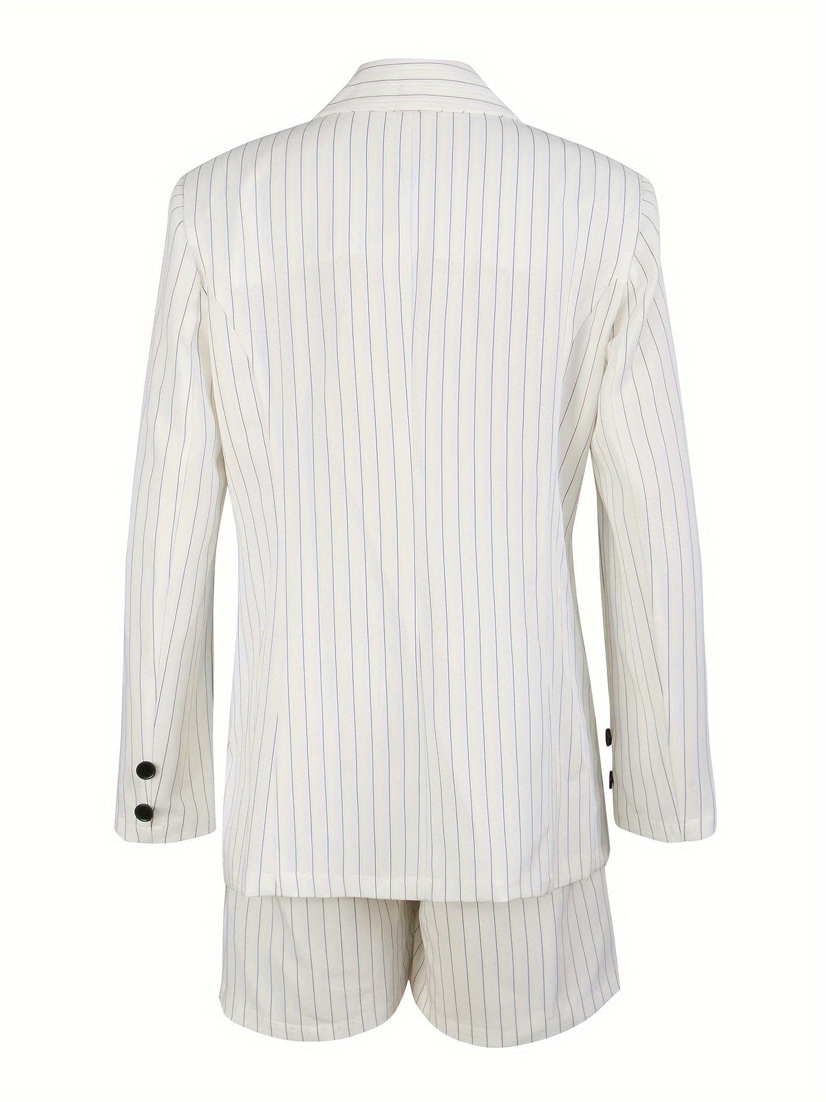 Dame Todelt Sæt | Stribet Blazer | Højtaljede Shorts Til Sommerbrug | Vanero