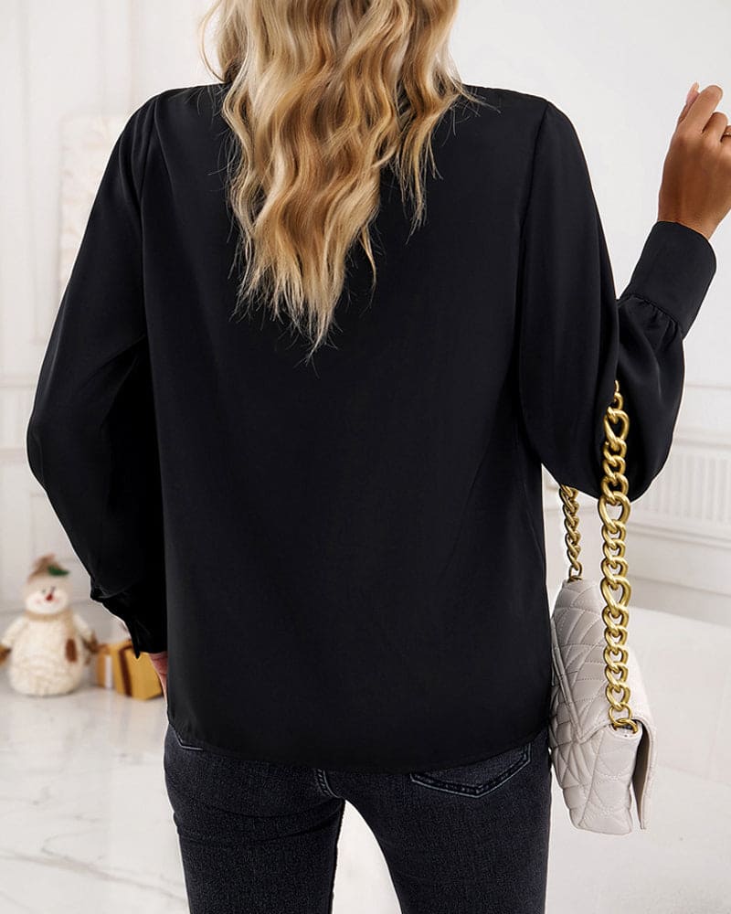 Dame Bluse Tekstilblanding | Almindelig Pasform Bluse | Flæsedetaljer Ved Skuldrene Til Hverdag & Arrangementer | Vanero