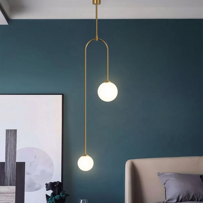 Moderne l pendel Glas Globe 2-Light U-formet til stue og soveværelse l Vanero