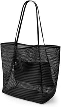 Mesh Strandtaske | Foldbar Nylon Taske Med Indvendig Lynlåslomme | Strand Og Rejsebrug | Vanero