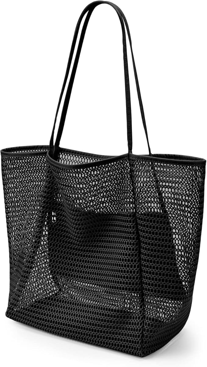 Mesh Strandtaske | Foldbar Nylon Taske Med Indvendig Lynlåslomme | Strand Og Rejsebrug | Vanero
