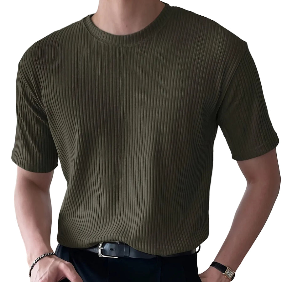 Herre T-Shirt Bomuldsblanding | Ribbet Pasform T-Shirt | Til Hverdags- & Fritidsbrug | Vanero