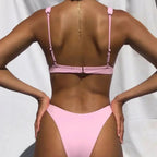 Dame Trekantsbikini | Høj Benskæring Todelt Badetøj | Brede Stropper Med Hurtigtørrende Materiale | Vanero