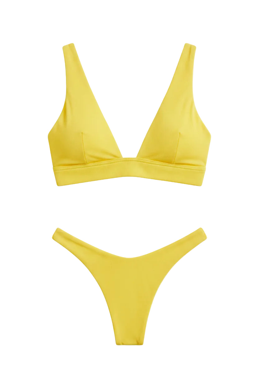 Dame Trekantsbikini | Høj Benskæring Todelt Badetøj | Brede Stropper Med Hurtigtørrende Materiale | Vanero