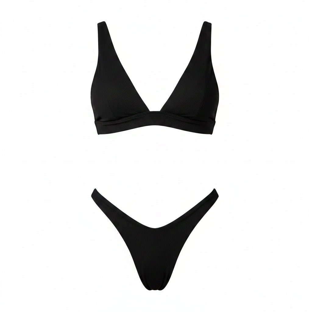 Dame Trekantsbikini | Høj Benskæring Todelt Badetøj | Brede Stropper Med Hurtigtørrende Materiale | Vanero