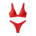 Dame Trekantsbikini | Høj Benskæring Todelt Badetøj | Brede Stropper Med Hurtigtørrende Materiale | Vanero