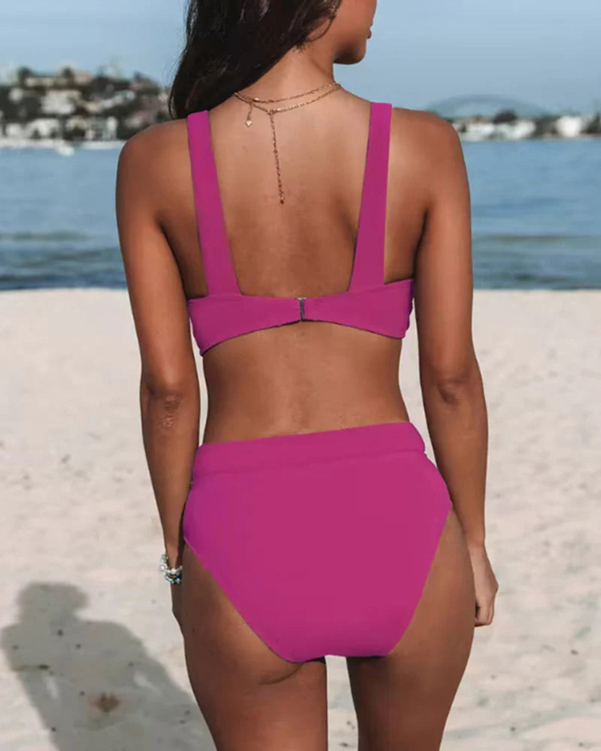 Bikini Polyester Elastan Blanding | Regular Fit To-Delt Badetøjssæt | Høj Talje V-Hals Design til Strand & Poolbrug | Vanero