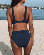 Bikini Polyester Elastan Blanding | Regular Fit To-Delt Badetøjssæt | Høj Talje V-Hals Design til Strand & Poolbrug | Vanero