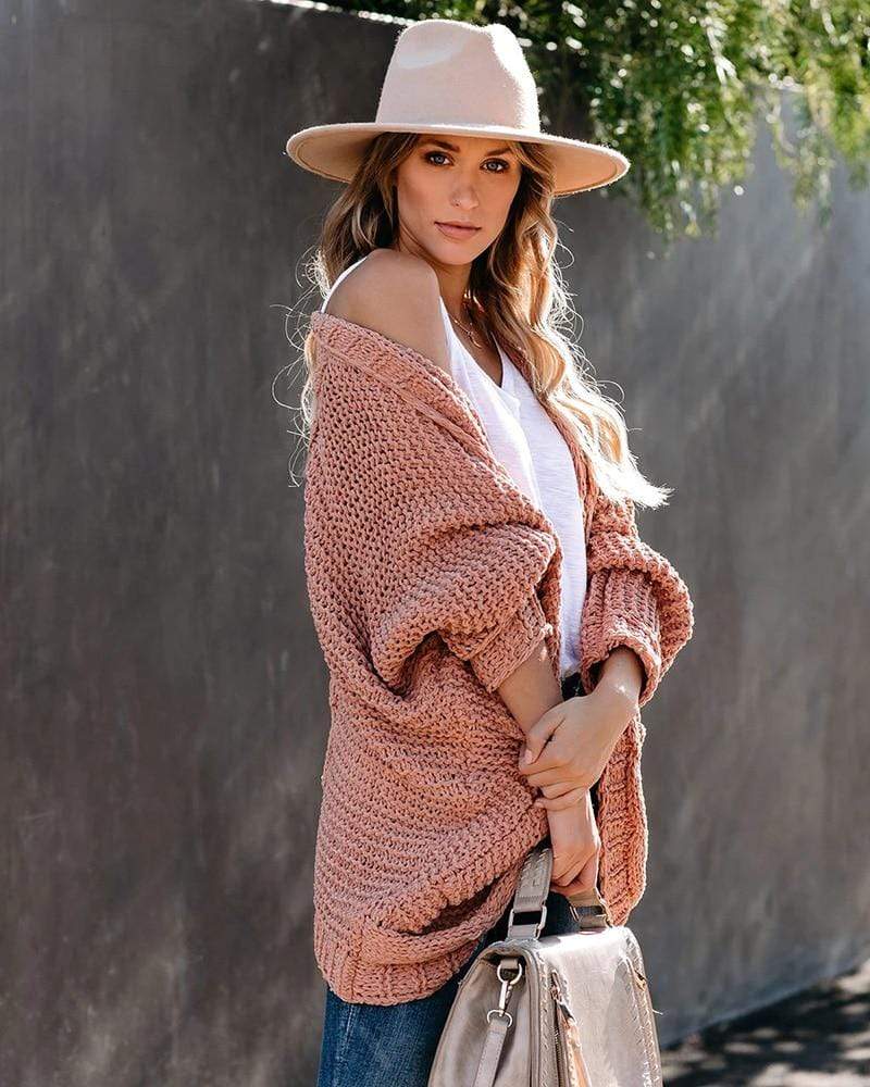 Boho Strikket Cardigan | Løst Design | Med Praktiske Lommer l Vanero