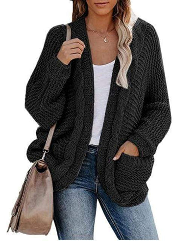 Boho Strikket Cardigan | Løst Design | Med Praktiske Lommer l Vanero