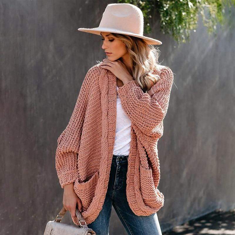 Boho Strikket Cardigan | Løst Design | Med Praktiske Lommer l Vanero