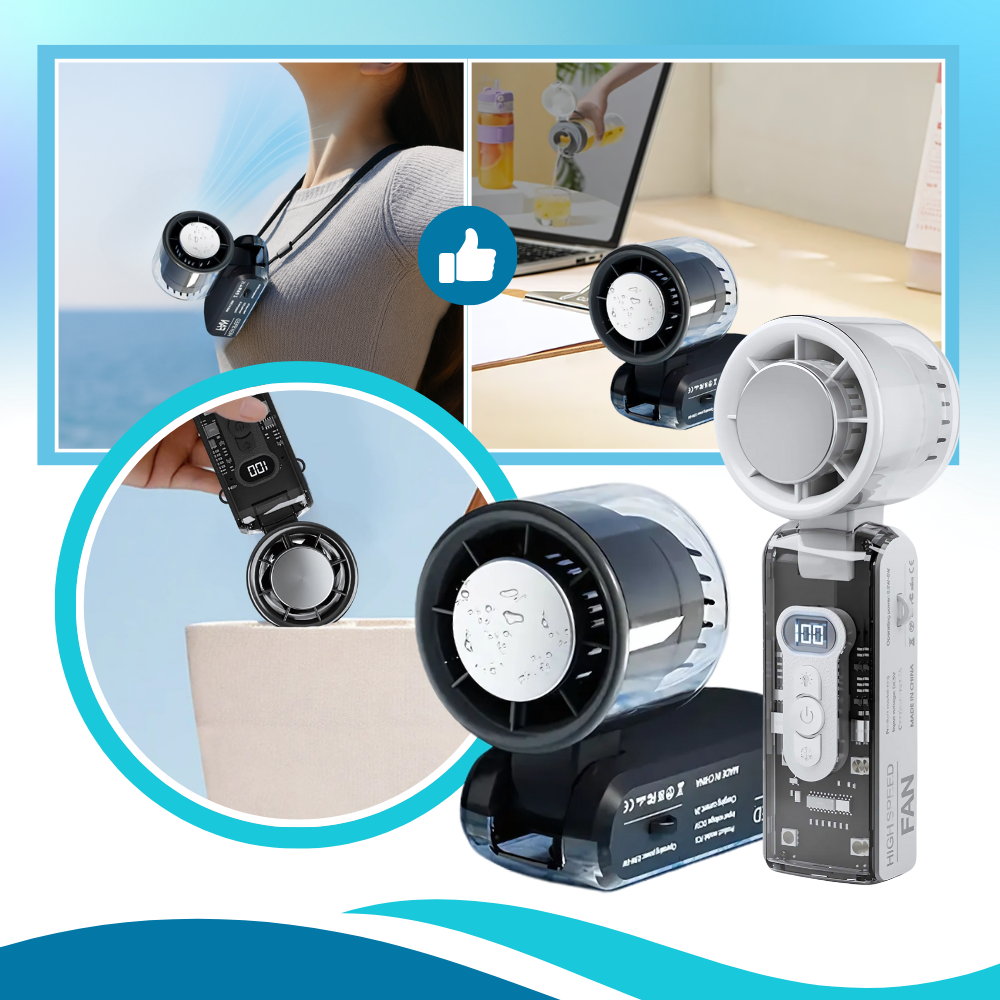 Mini Ventilator Med Højhastighedskøling | USB Genopladelig Foldbar Ventilator Med LED-Display | Bærbar Personlig Køling | Vanero