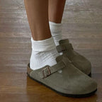 Sandaler Læderoverdel | Regular Fit Slip-On Sandaler | Lukket Tå Design Til Indendørs & Udendørs Brug | Vanero