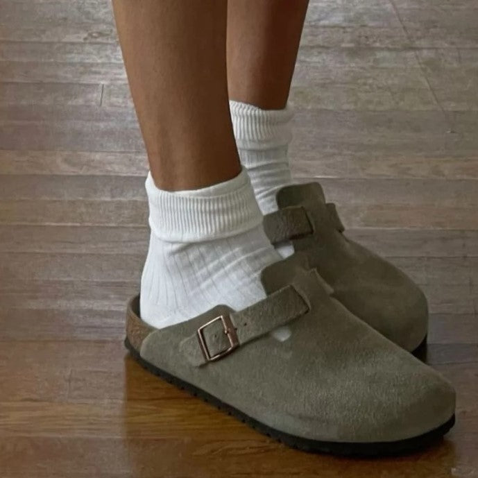 Sandaler Læderoverdel | Regular Fit Slip-On Sandaler | Lukket Tå Design Til Indendørs & Udendørs Brug | Vanero