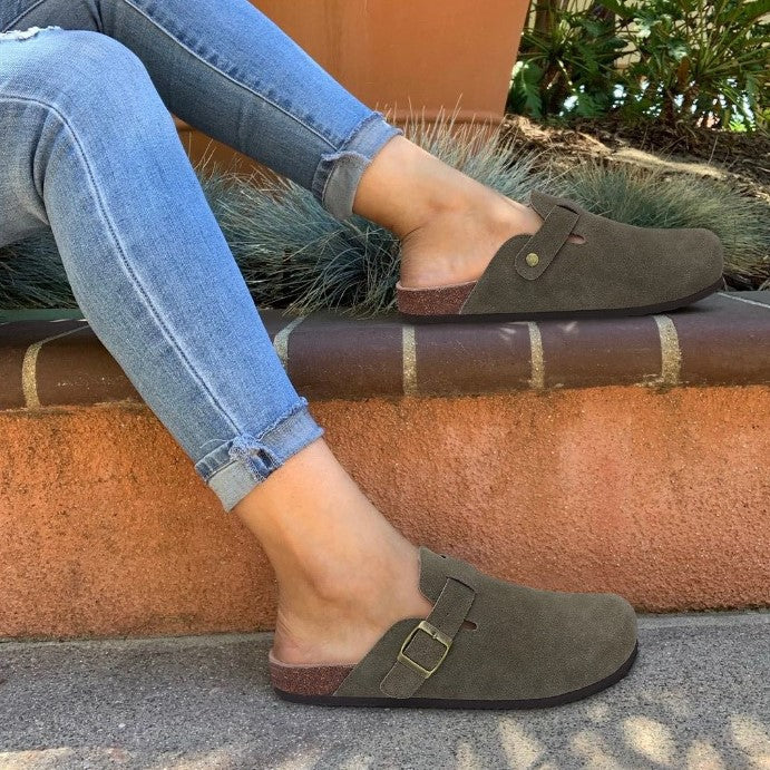 Sandaler Læderoverdel | Regular Fit Slip-On Sandaler | Lukket Tå Design Til Indendørs & Udendørs Brug | Vanero