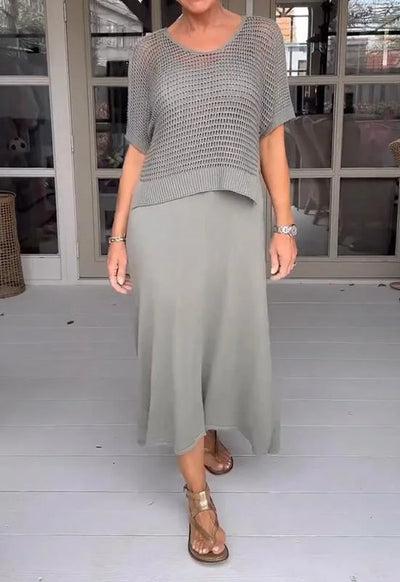 LaceFusion l kjole med seler og hul bluse i et sæt! l Vanero