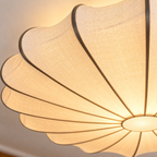 Flush Loftlampe Med Skulpteret Stofskærm | Tekstil & Metalkonstruktion Med E26 E27 Fatning | Indendørs Rumbelysning | Vanero