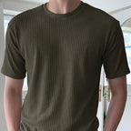 Herre T-Shirt Bomuldsblanding | Ribbet Pasform T-Shirt | Til Hverdags- & Fritidsbrug | Vanero