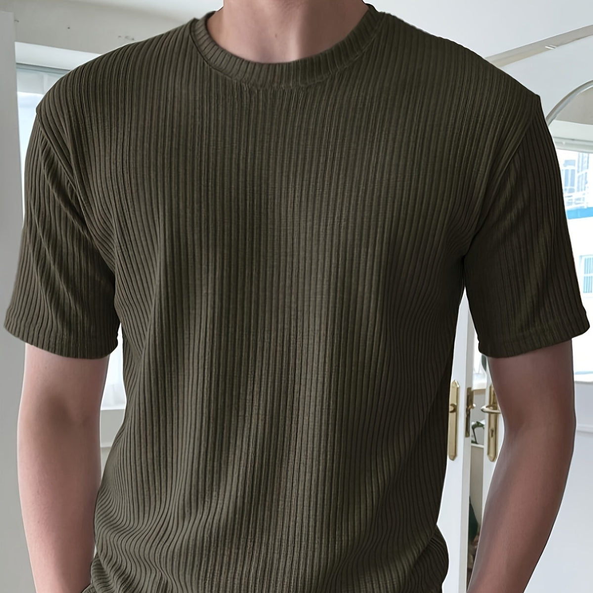 Herre T-Shirt Bomuldsblanding | Ribbet Pasform T-Shirt | Til Hverdags- & Fritidsbrug | Vanero