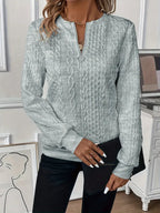 Abrie Sweater Strikmateriale | Regular Fit Kabelstrik Sweater | Halv Lynlås til Daglig Brug & Kølige Vejrforhold | Vanero