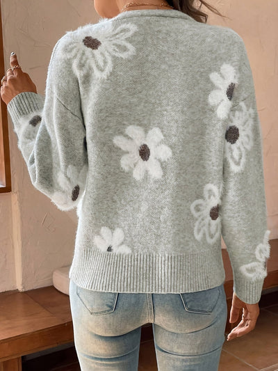 Nina | Strikket Cardigan med Blomstermønster l Vanero