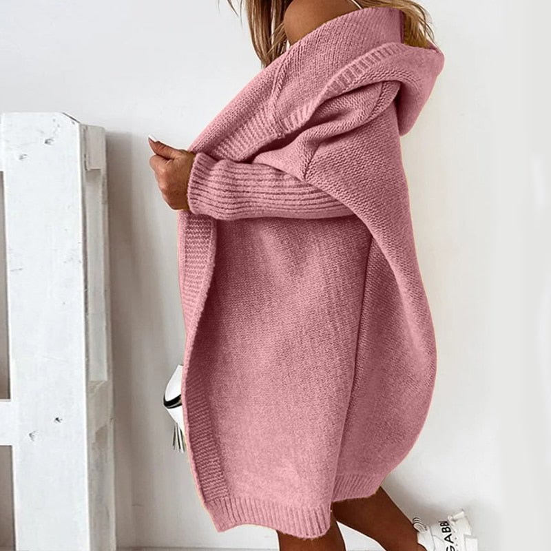 Emmy Strikmateriale | Afslappet Pasform Mellemlang Cardigan | Hættedesign til Hverdagsbrug & Lag-På-Lag Styling | Vanero