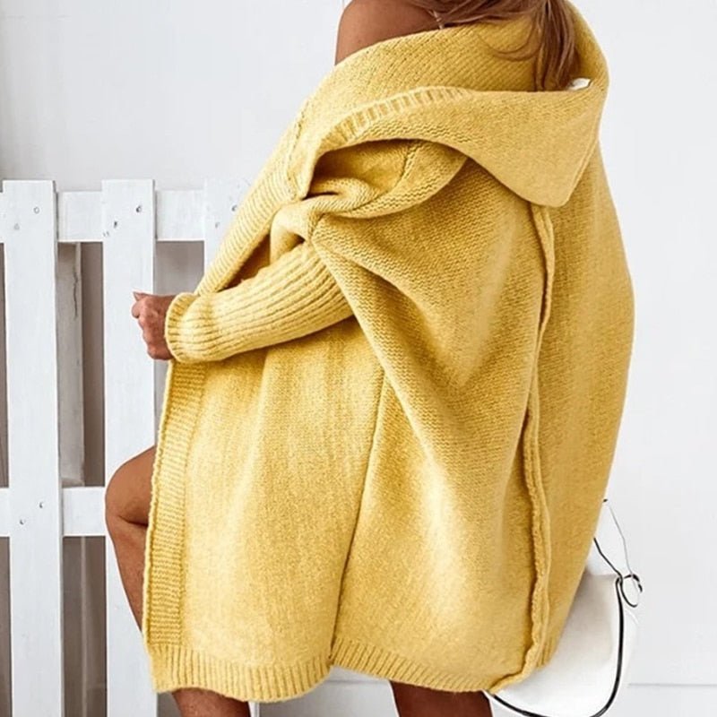 Emmy Strikmateriale | Afslappet Pasform Mellemlang Cardigan | Hættedesign til Hverdagsbrug & Lag-På-Lag Styling | Vanero