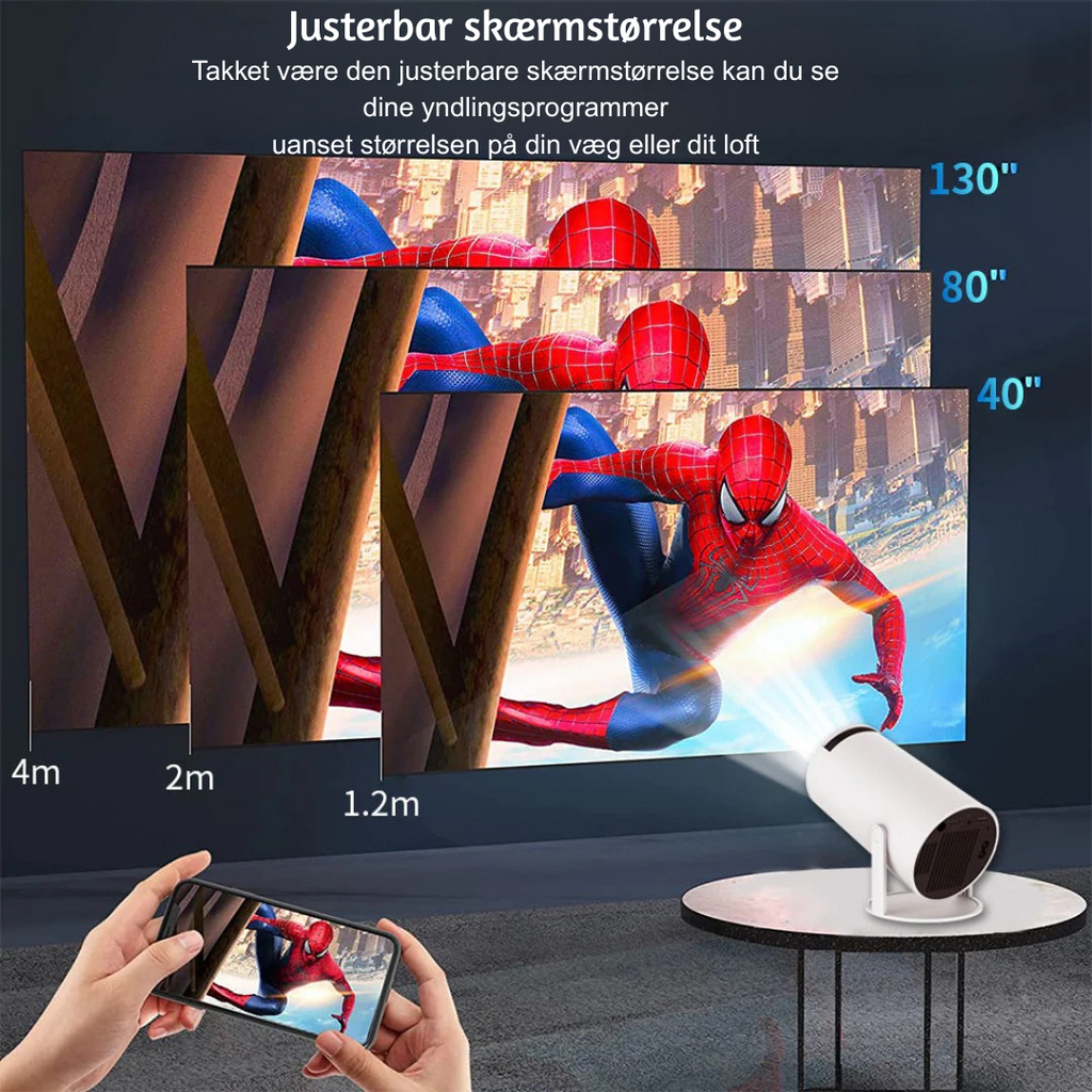 Bærbar Mini Projektor Med 1080p Afspilning | Trådløst LED-Projektionssystem | 30 Til 120 Tommer Hjemmeunderholdning | Vanero