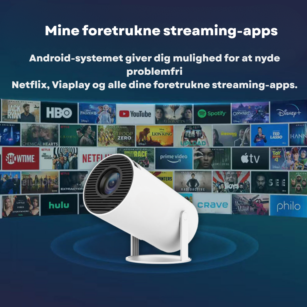 Bærbar Mini Projektor Med 1080p Afspilning | Trådløst LED-Projektionssystem | 30 Til 120 Tommer Hjemmeunderholdning | Vanero