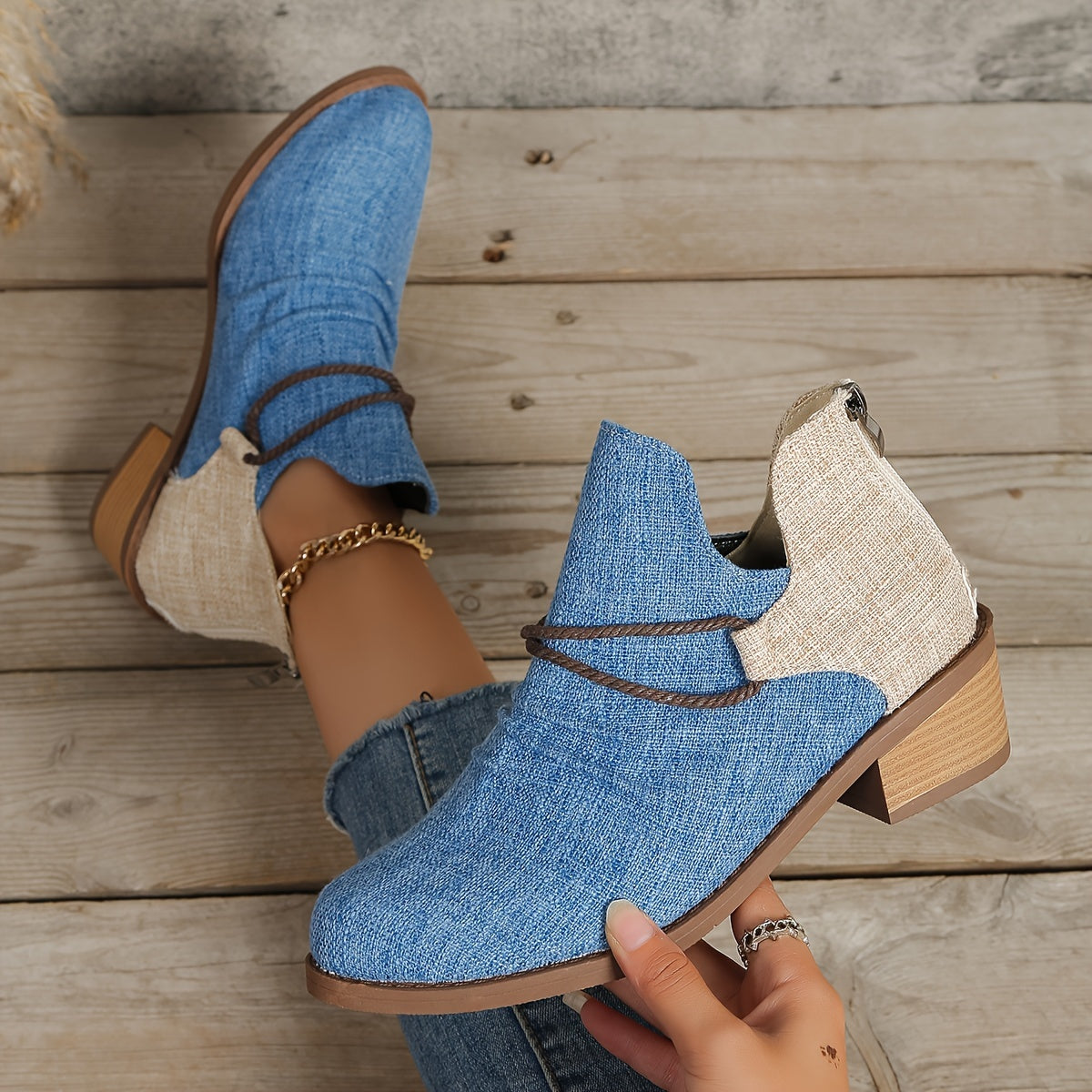 Ankelstøvler med Dyreprint | Kontrastmateriale | Casual & Statement l Vanero