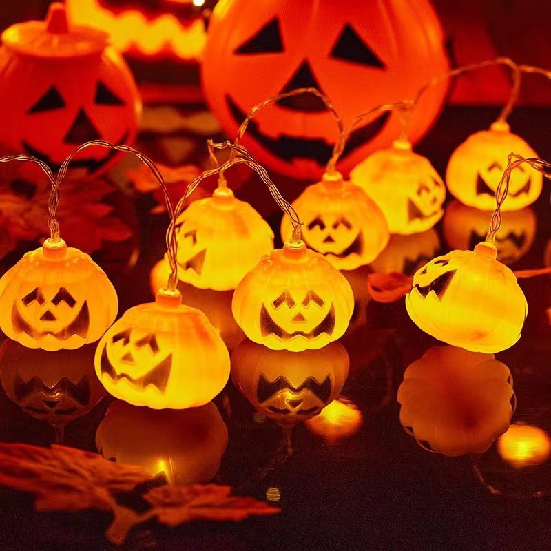 Halloween Lyskæde | Græskar- & Spøgelsesformede Dekorationslys | Til Indendørs & Udendørs Udsmykning | Vanero